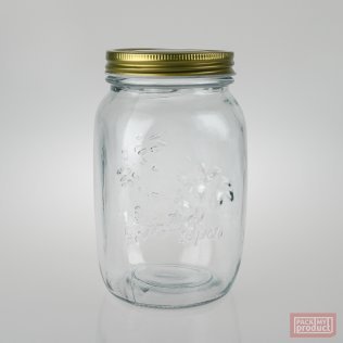 1000ml Clear Glass Farmhouse Jar with Gold Screw Cap