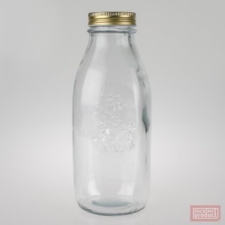 1000ml Clear Glass Farmhouse Bottle with Gold Screw Cap