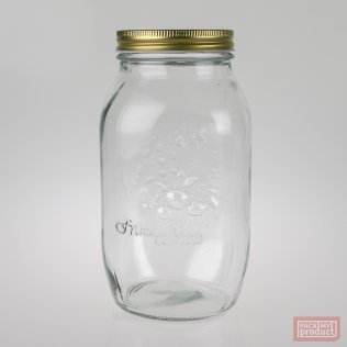 1500ml Clear Glass Farmhouse Jar with Gold Screw Cap
