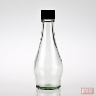 50ml Round Clear Glass Bottle with Black Wadded Cap