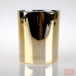 250ml Round Candle Glass Shiny Gold Outside