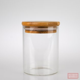 250ml Tube Spice Jar Clear Glass with Bamboo and Silicon Lid