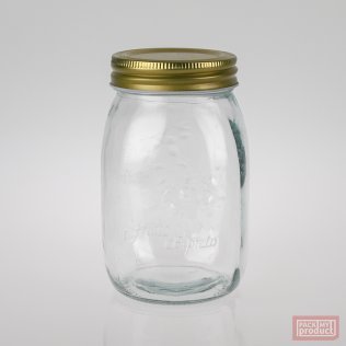 500ml Clear Glass Farmhouse Jar with Gold Screw Cap