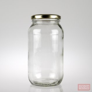 750ml Clear Glass Food Jar with 70mm Gold Twist Cap