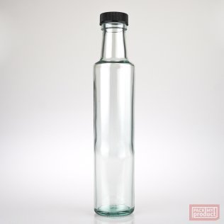 250ml Dorica Bottle Clear Glass with Black Cap