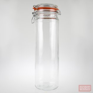 2050ml Redondo Round Tall Clear Glass Clip Top Jar with Rubber Seal