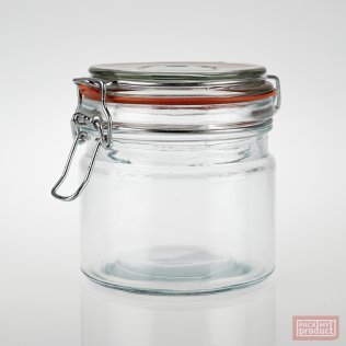 450ml Redondo Round Clear Glass Clip Top Jar with Rubber Seal