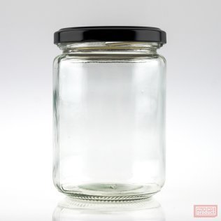 350ml Clear Glass Food Jar with 70mm Black Twist Cap