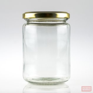 350ml Clear Glass Food Jar with 70mm Gold Twist Cap