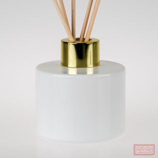 100ml Gloss White Glass Diffuser Bottle with Shiny Gold Diffuser Cap