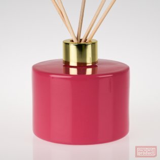 200ml Candy Pink Glass Diffuser Bottle with Shiny Gold Diffuser Cap
