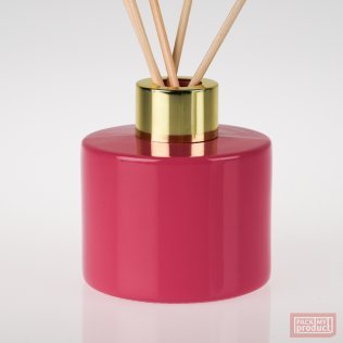 100ml Candy Pink Glass Diffuser Bottle with Shiny Gold Diffuser Cap
