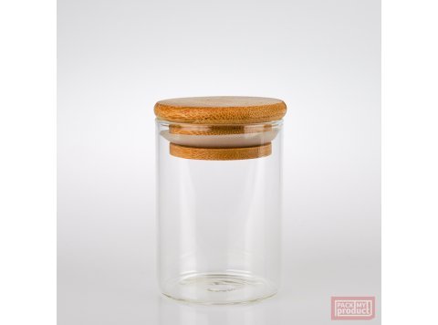 100ml Tube Spice Jar Clear Glass with Bamboo and Silicon Lid
