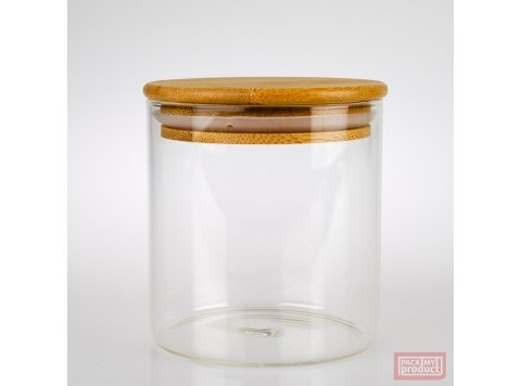 500ml Tube Spice Jar Clear Glass with Bamboo and Silicon Lid
