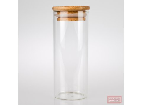175ml Tube Spice Jar Clear Glass with Bamboo and Silicon Lid