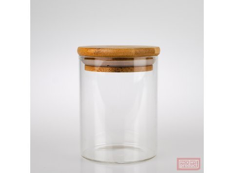 250ml Tube Spice Jar Clear Glass with Bamboo and Silicon Lid
