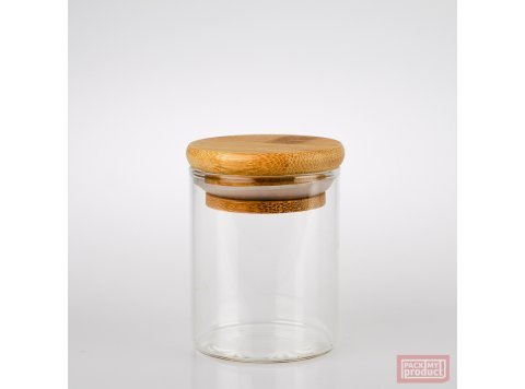 75ml Tube Spice Jar Clear Glass with Bamboo and Silicon Lid
