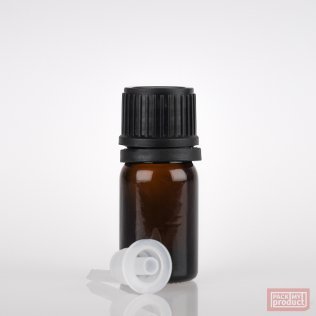 5ml Amber Glass Pharmacy Bottle with Dripulator and Black Tamper Cap
