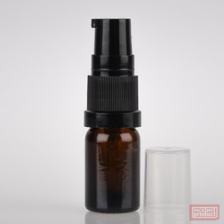 5ml Amber Glass Pharmacy Bottle with Black Serum Pump and Clear Overcap