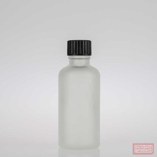 50ml Frosted Glass Pharmacy Bottle with Black Bakelite Cap