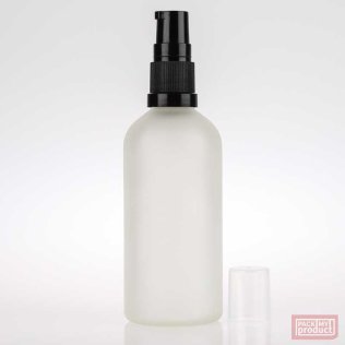 100ml Frosted Glass Pharmacy Bottle with Black Serum Pump
