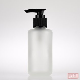 100ml Frosted Glass Round Bottle with Black Locking Lotion Pump