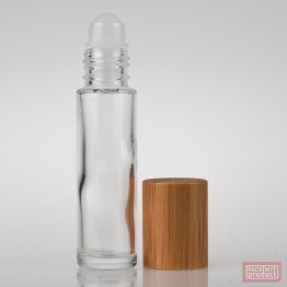 10ml Clear Glass Roll-on Bottle with Plastic Ball and Bamboo Cap