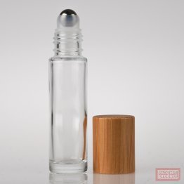 10ml Clear Glass Roll-on Bottle with Metal Ball and Bamboo Cap