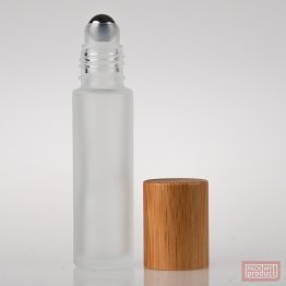 10ml Frosted Glass Roll-on Bottle with Metal Ball and Bamboo Cap