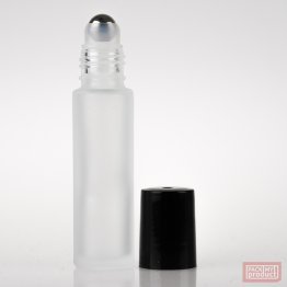 10ml Frosted Glass Roll-on Bottle with Metal Ball and Black Cap