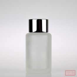 30ml Frosted Glass Round Bottle with Shiny Silver Cap