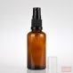 50ml Amber Glass Pharmacy Bottle with Black Atomiser and Clear Overcap