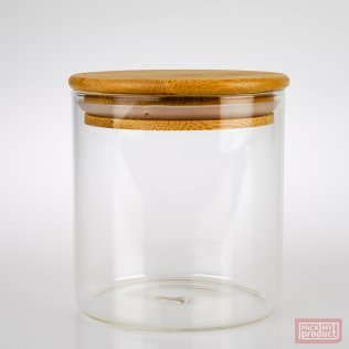 250ml Tube Spice Jar Clear Glass with Bamboo and Silicon Lid