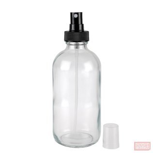 250ml Clear Glass Boston Bottle with Black Atomiser