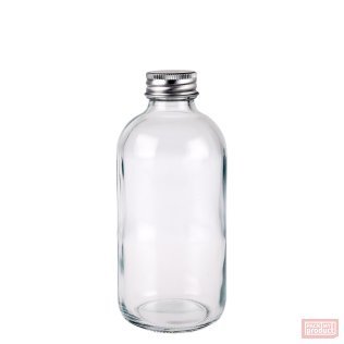 250ml Clear Glass Boston Bottle with Aluminium Cap