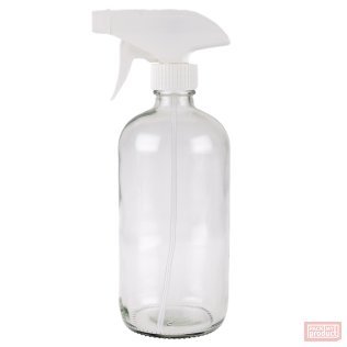 500ml Clear Glass Boston Bottle with White Trigger Spray