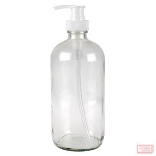 500ml Clear Glass Boston Bottle with White Lotion Pump
