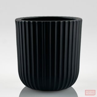 Large Round "Ribbed" Glass, Matt Black