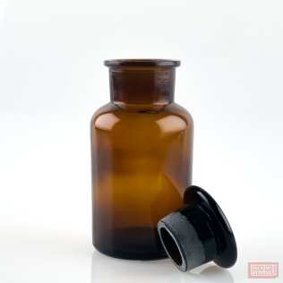 250ml Amber Glass Antique Apothecary Jar with Ground Glass Lid
