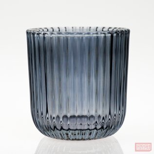 Large Round "Ribbed" Glass, Black