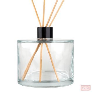 500ml Heavy Round Clear Glass Bottle with Shiny Black Diffuser Cap