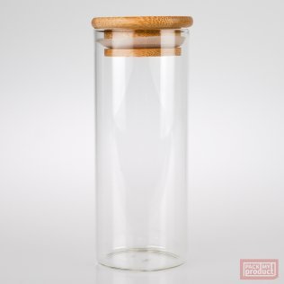 175ml Tube Spice Jar Clear Glass with Bamboo and Silicon Lid